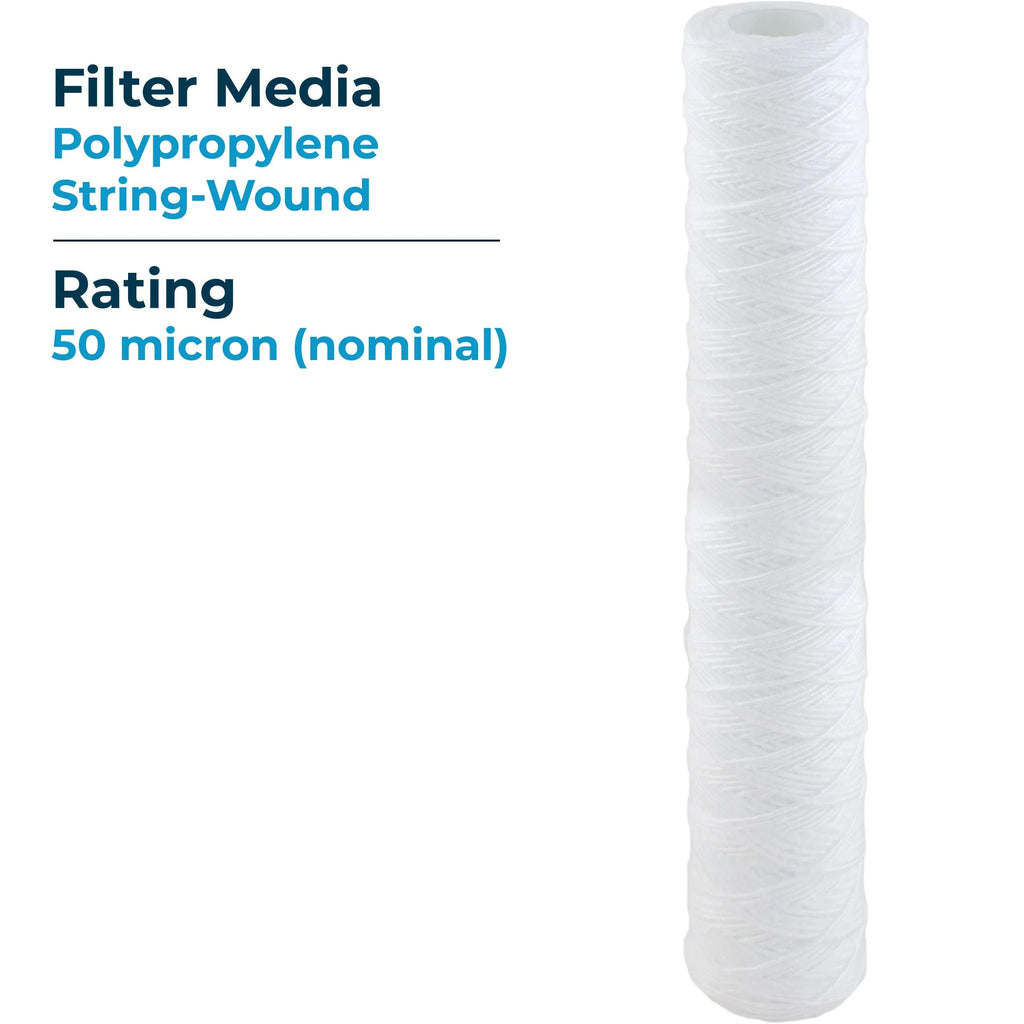 Polypropylene Cartridge SpiroPure 20x2.5 SP-CW50-20 (Case Micron 20) Sediment SWC-25-2050 of Filter String-Wound 50 liquid