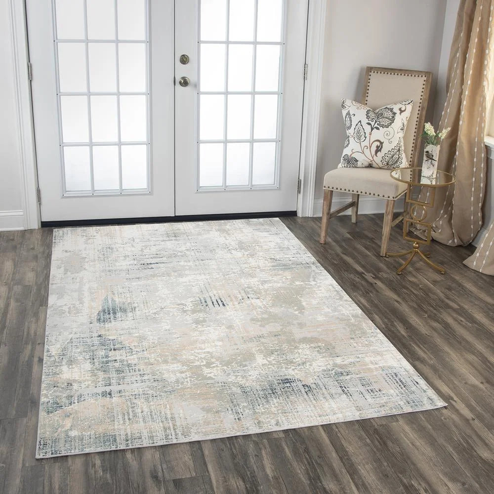 Alora Decor Glamour 7'10"X9'10" Ivory / Gray /Ivory / Gray Power-Loomed Area Rug