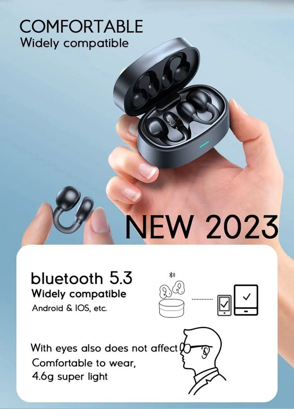 Conduction G (2023)/5G 5G Phone Headphones Motorola Earphones Bone Case Earbuds Charging Stylus Moto Stereo - Mic B4K Wireless Hands-free Ear-Clip TWS True Bluetooth for (2023) Power