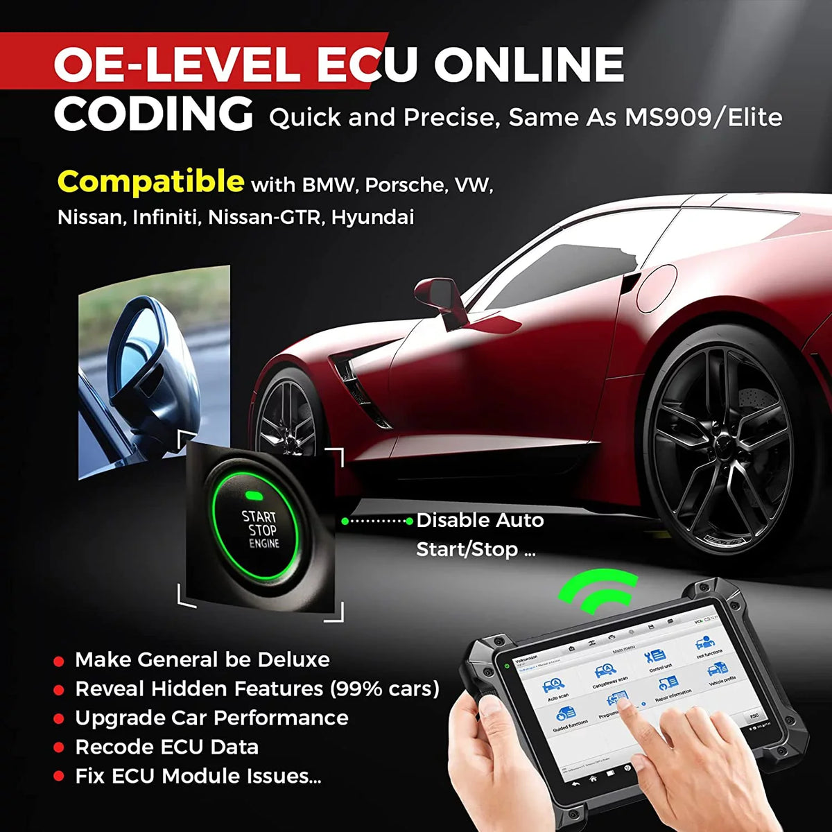 Autel Maxicom Mk908 Pro Ii Car Diagnostic Scan Tool J2534 Programming Ecu Coding Bi-Directional, 38+ Services,J2534 Pass-Thru, Autoscan 2.0