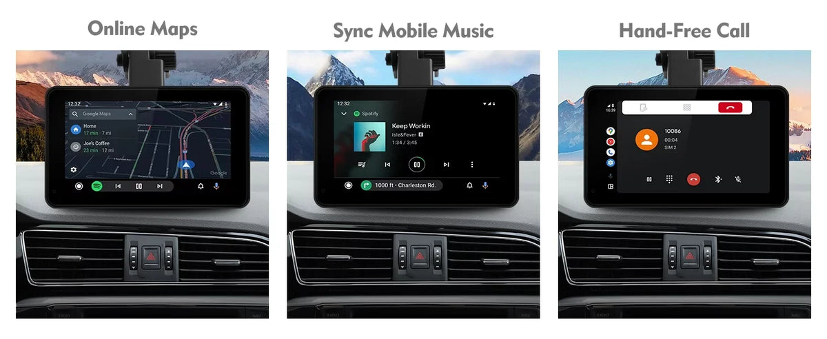 Navigation, Radio Camera Portable Car Full AUX, Control, Auto Car Screen 7 Android & Stereo, Car Voice Touch Bluetooth, with Carplay Backup Receiver Inch Transmitter, FM Portable HD Wireless