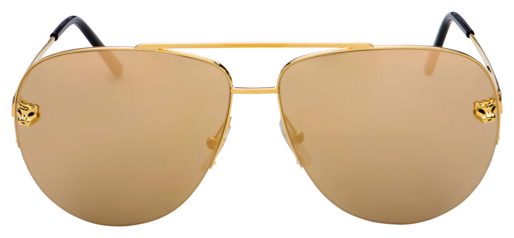 Gold 62 009 Ladies Cartier Sunglasses CT0065S Pilot Mirrored