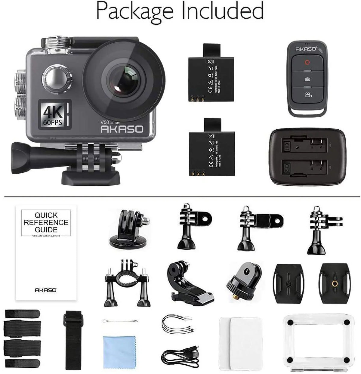 Accessories Zoom 131ft EIS Elite Underwater 8X Camera AKASO Screen Action V50 Camera, Camera and 4K Touch Helmet Sports 2.0 60fps with