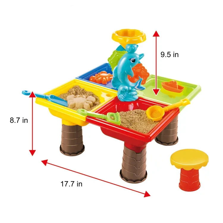 Dolphin Beach Table with Pcs Sand Mundo liquid Set Activity 25 Toys Toys