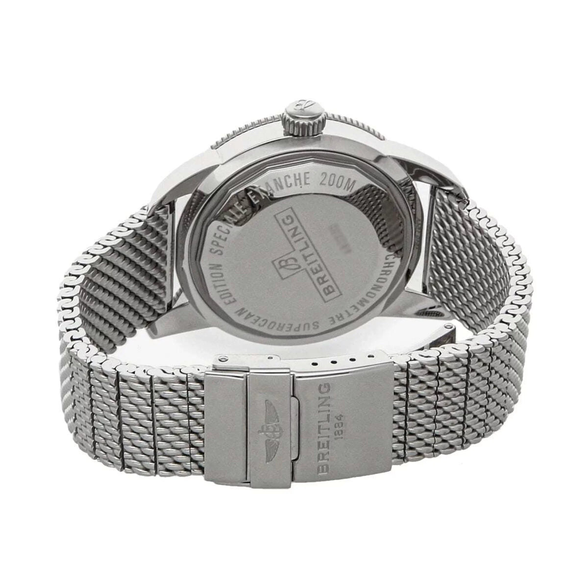 Breitling Ab2030121B1A1 Superocean Heritage Ii Black Dial Men'S Stainless Steel Mesh Watch