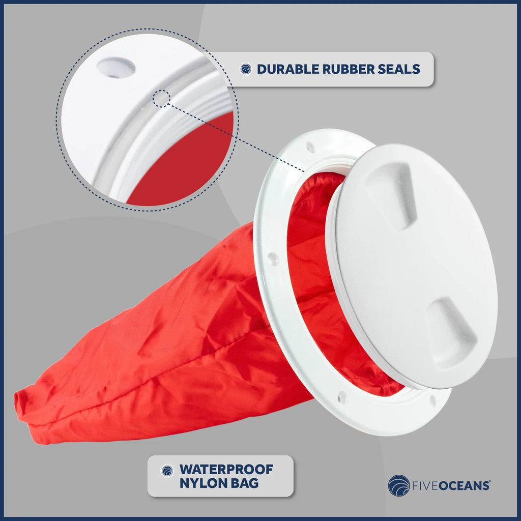 FO4467 with Oceans Bass Boat Five Caravan for Boat, Hatch, and White Hatch UV-Resistant Plate Fishing Deck - Bag, Boat, RVs, Round Marine ABS Plastic, Inspection Cover Storage Detachable Pontoon, 6"