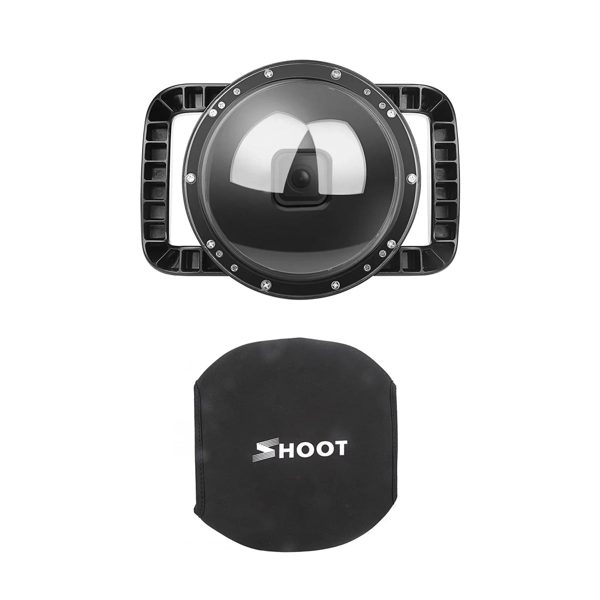 SHOOT 10 XTGP559 Hero Handle Port Hero 45m 180° Dome for Case Dual Angle Black Wide - Waterproof, 9