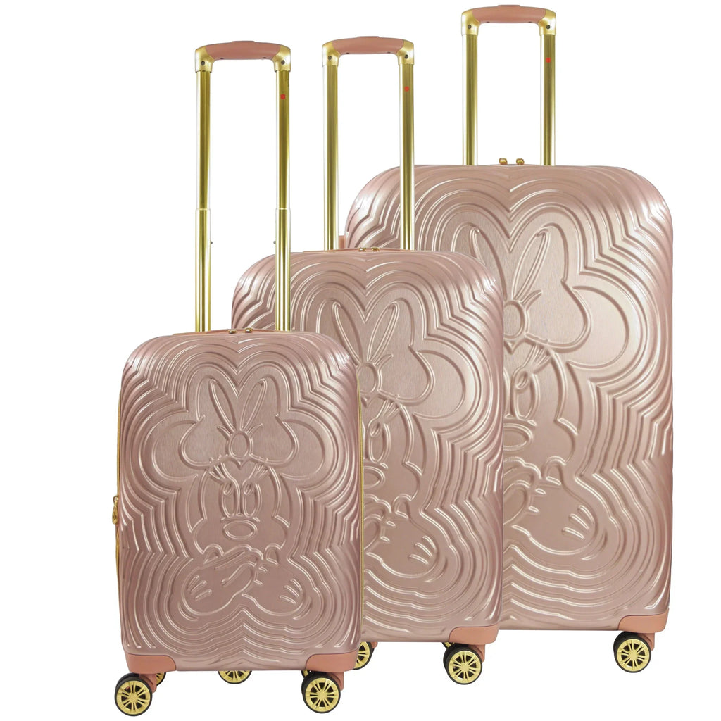 Set, Inch, Suitcase 21, and Rose Minnie 29 Wheels, Hardshell Rolling with Luggage Gold 3 Molded 25 Disney Mouse Piece