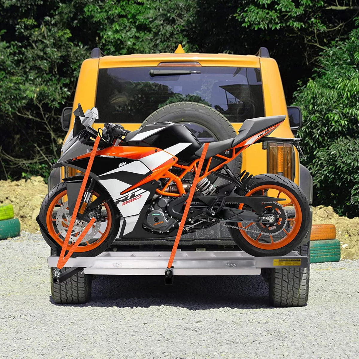 Loading Scooter Aluminum Bike receiver with Hauler Dirt Carrier Carrier Trailer Ramp, Motorcycle Rack 2" Hitch-Mounted Motorcycle Hitch