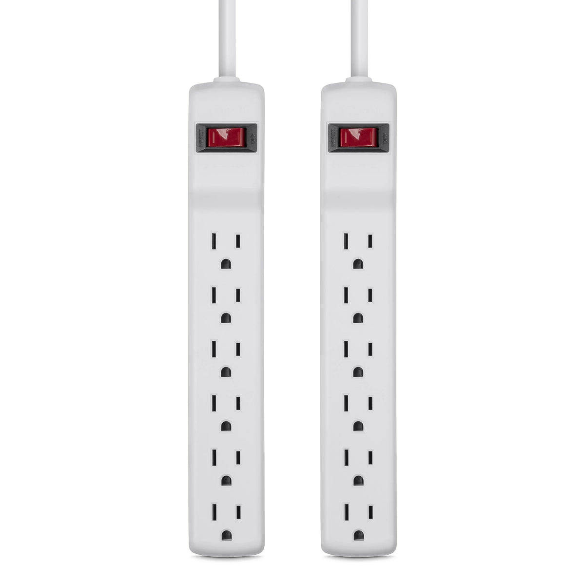 6 - - Extension AC Office, 2 Surge Outlets, 200 Home, Travel, Multiple Charging Heavy Duty White Protector Belkin for Phone Cord ft Long Pack) Brick Joules, Strip Metal Power Computer (2 Desktop &