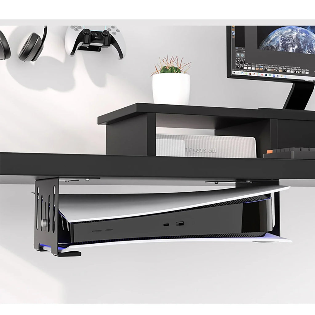 Strong Space Liboer Save Mounting, PS5 Under Desk Black fabric, for Console, Metal Holder