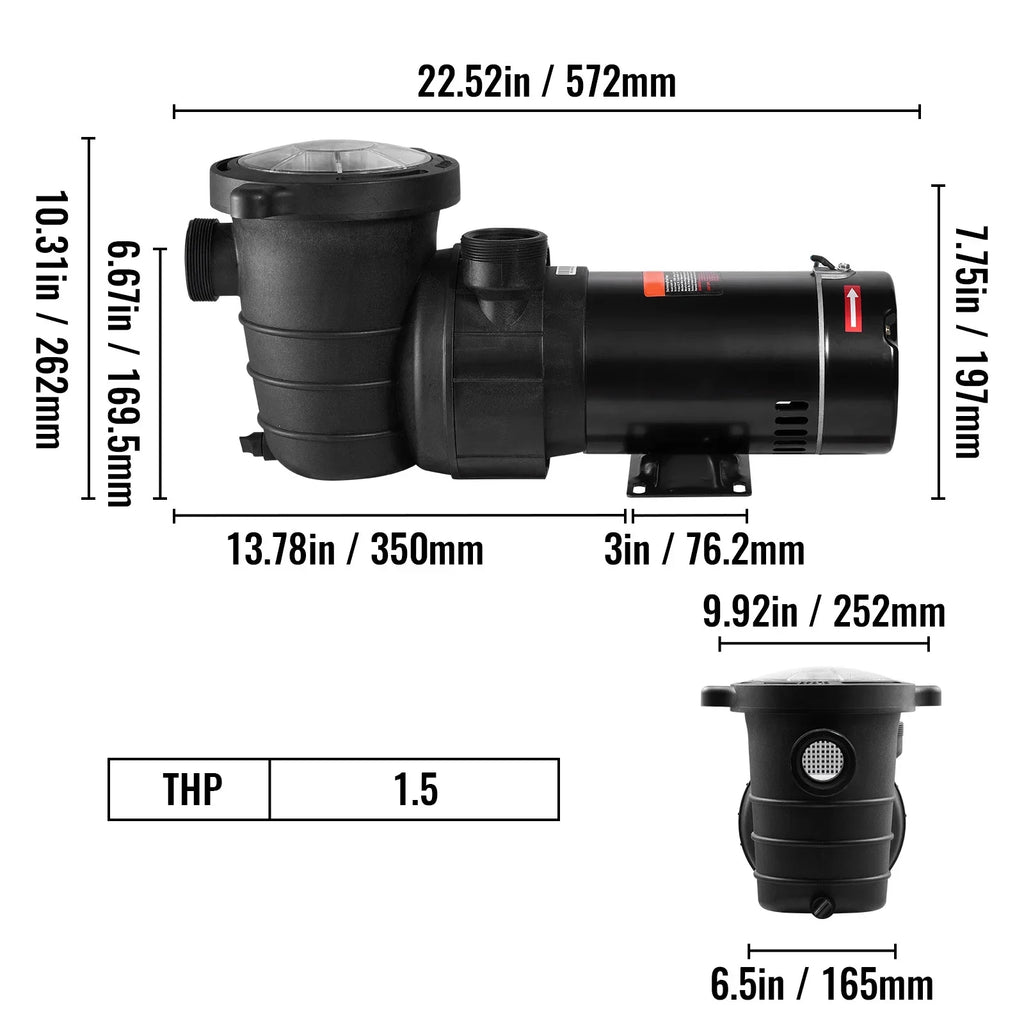 Pool Flow, V, In/ Single Certification 1100 Pump, Swimming ETL Security for Ground Basket, Strainer SKYSHALO Pool Pump 5280 Speed Above HP 115 1.5 W GPH Max. for w/ of