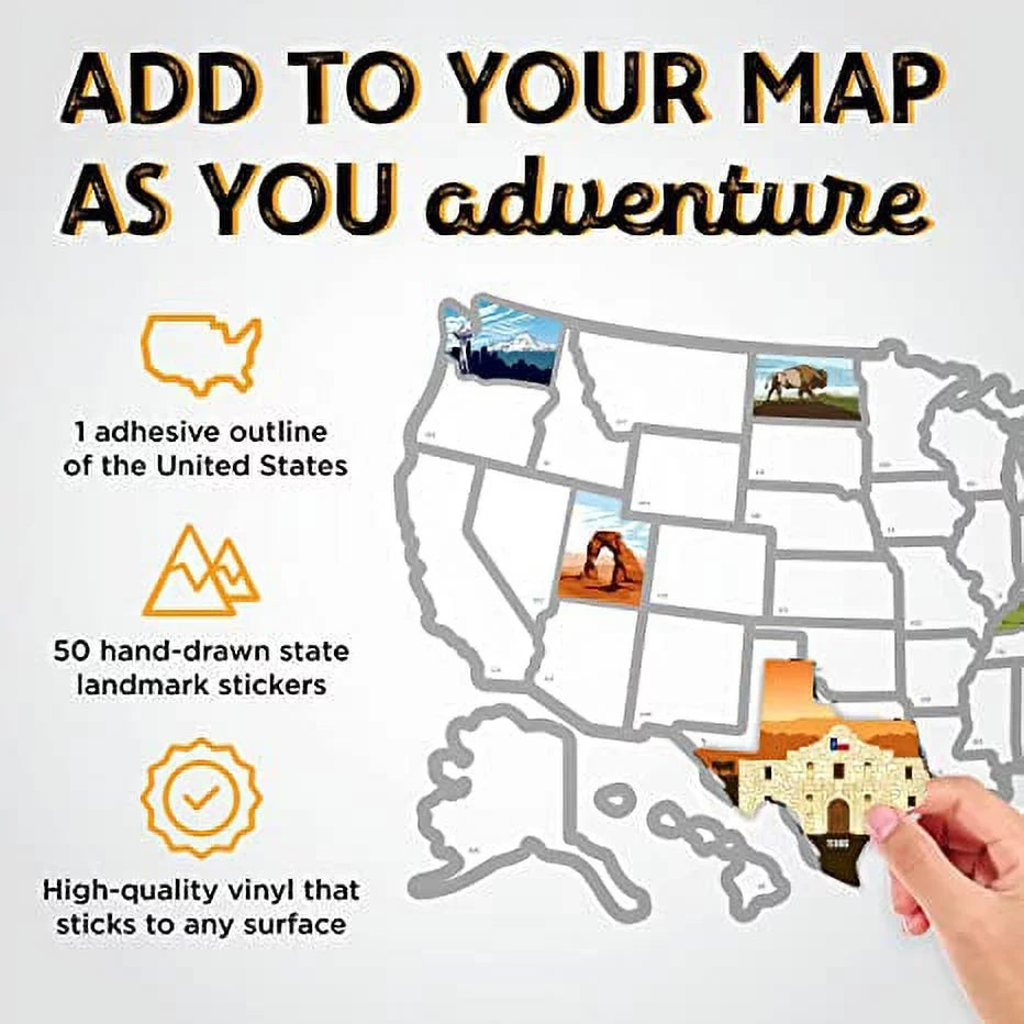 Rv State Sticker Travel Map Of The United States, Travel Trailer Camper Accessories