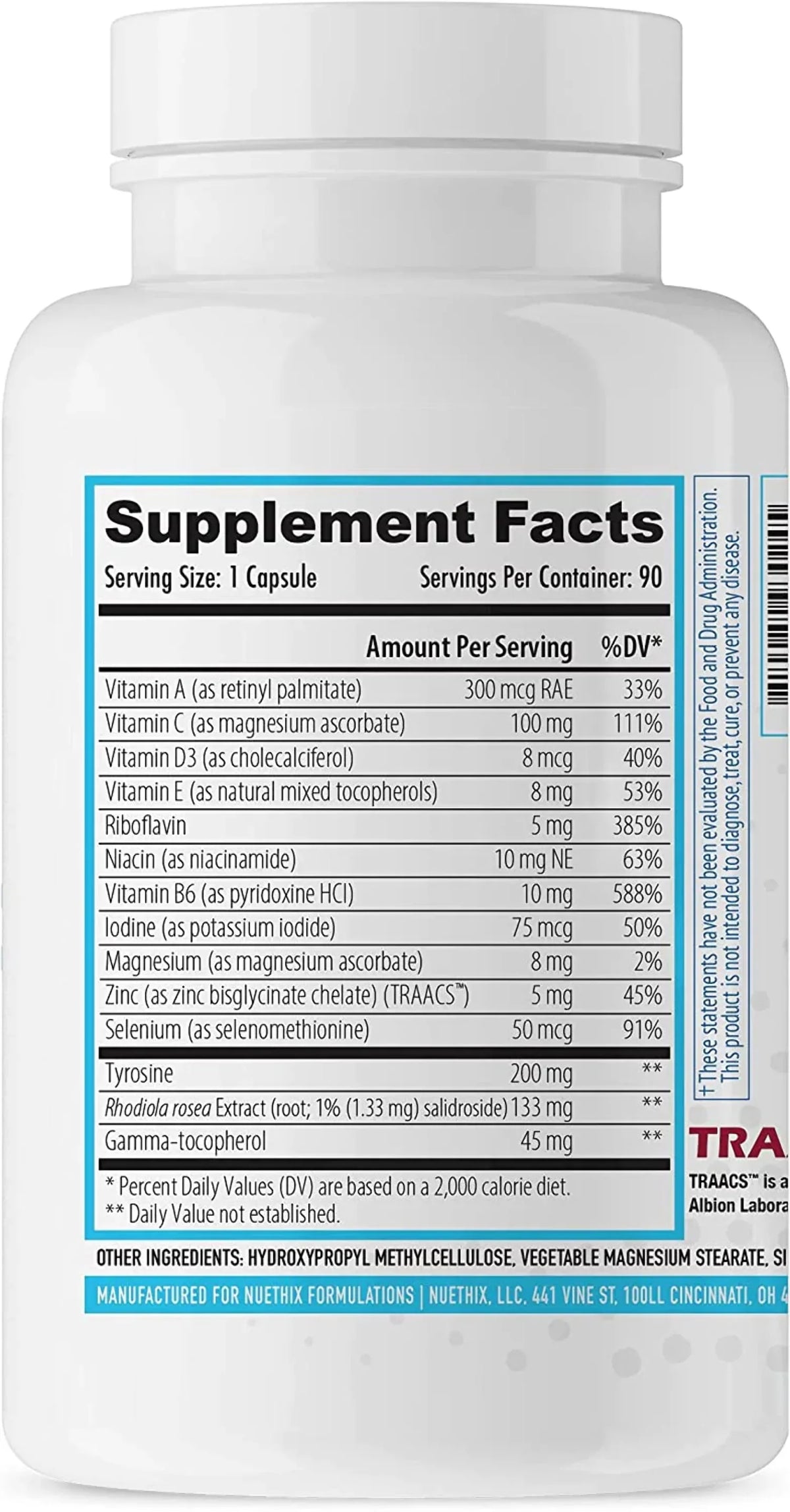 Nuethix Thyro-Boost Essentials, Non-Glandular Support With Optimal Thyroid Function, 90 Capsules