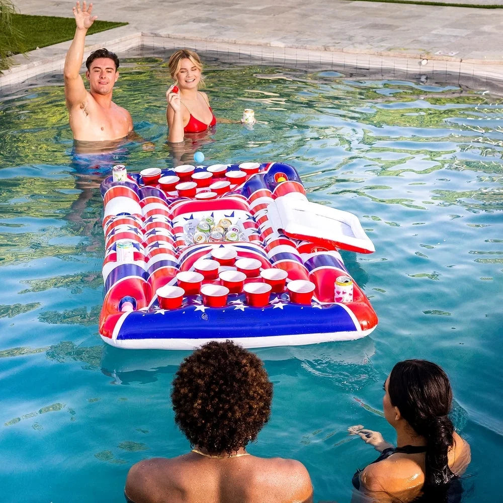 with Pong Built-In Floating Flag American Float Beer Cooler