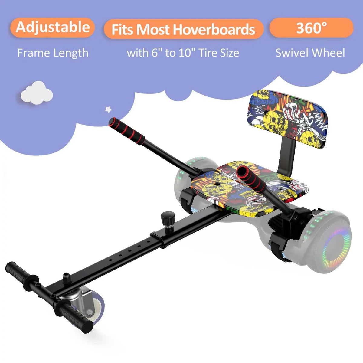 Accessories, 10" Hoverboard Hoverboards Seat 6.5"/ Adjustable Kids, Compatible with Attachment, for Graffiti Hoverboards 8"/