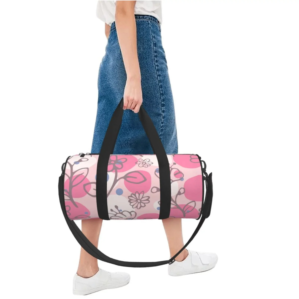 Women, Stamp Bag Bags Flowers Floral Large Unisex Tote Travel Gym XMXT Weekenders for Bag Pink Sports