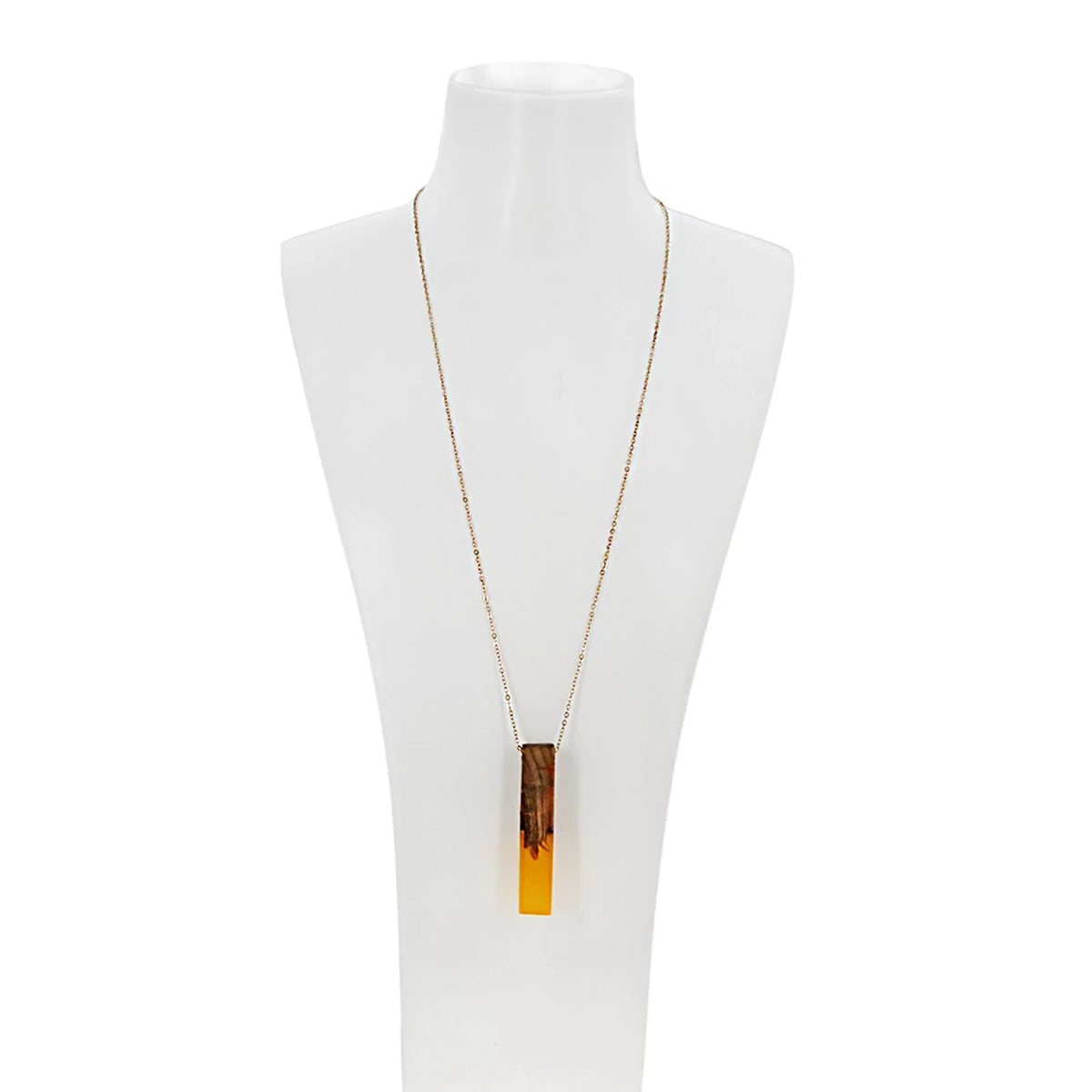 Wooden Gift | Bar Resin for Blue Boutique Wood Vertical Box Necklace Anniversary Inc Pendant Women Yellow