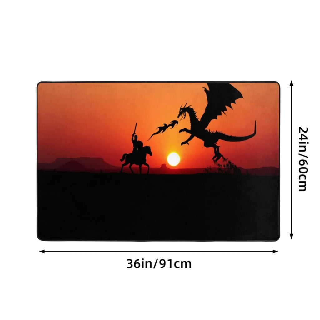 Area Mat Facecloth Sink Dragon Area Entrance Floor Room Rugs Indoor Sunset Non-Slip , exterior for Kitchen Rug Knight 72"x48" Doormat Living ZICANCN