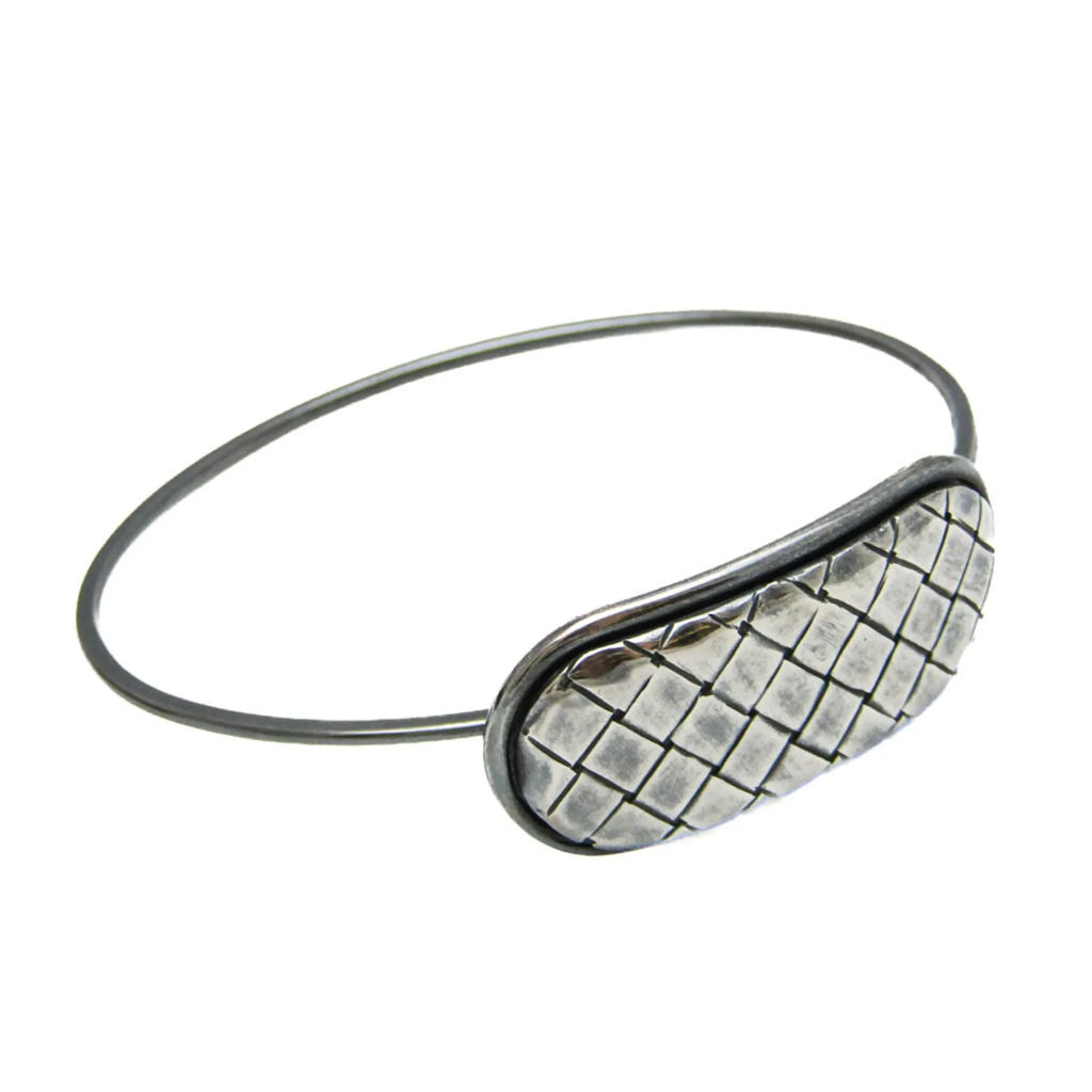 Pre-Owned Bottega (Good) Silver 925 Intrecciato Bangle Veneta Plate Silver