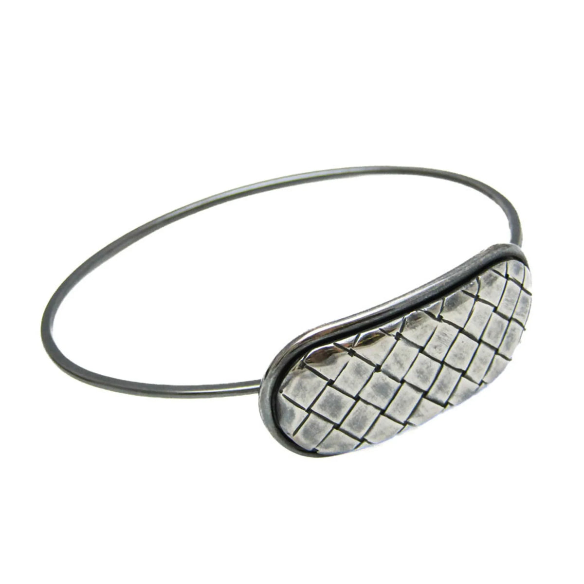 Pre-Owned Bottega (Good) Silver 925 Intrecciato Bangle Veneta Plate Silver
