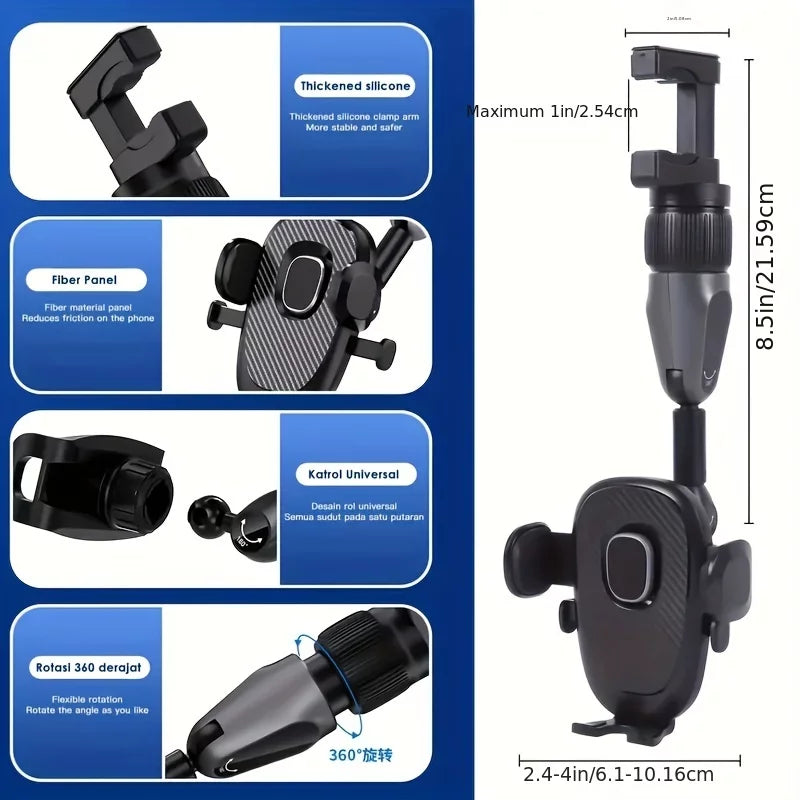 Heavy Duty Windshield Phone Mount For Car - 360-Degree Rotative Dash Mount Phone Holder - Non-Shaking, Zero Noise - Compatible With All Smart Phones And Cars