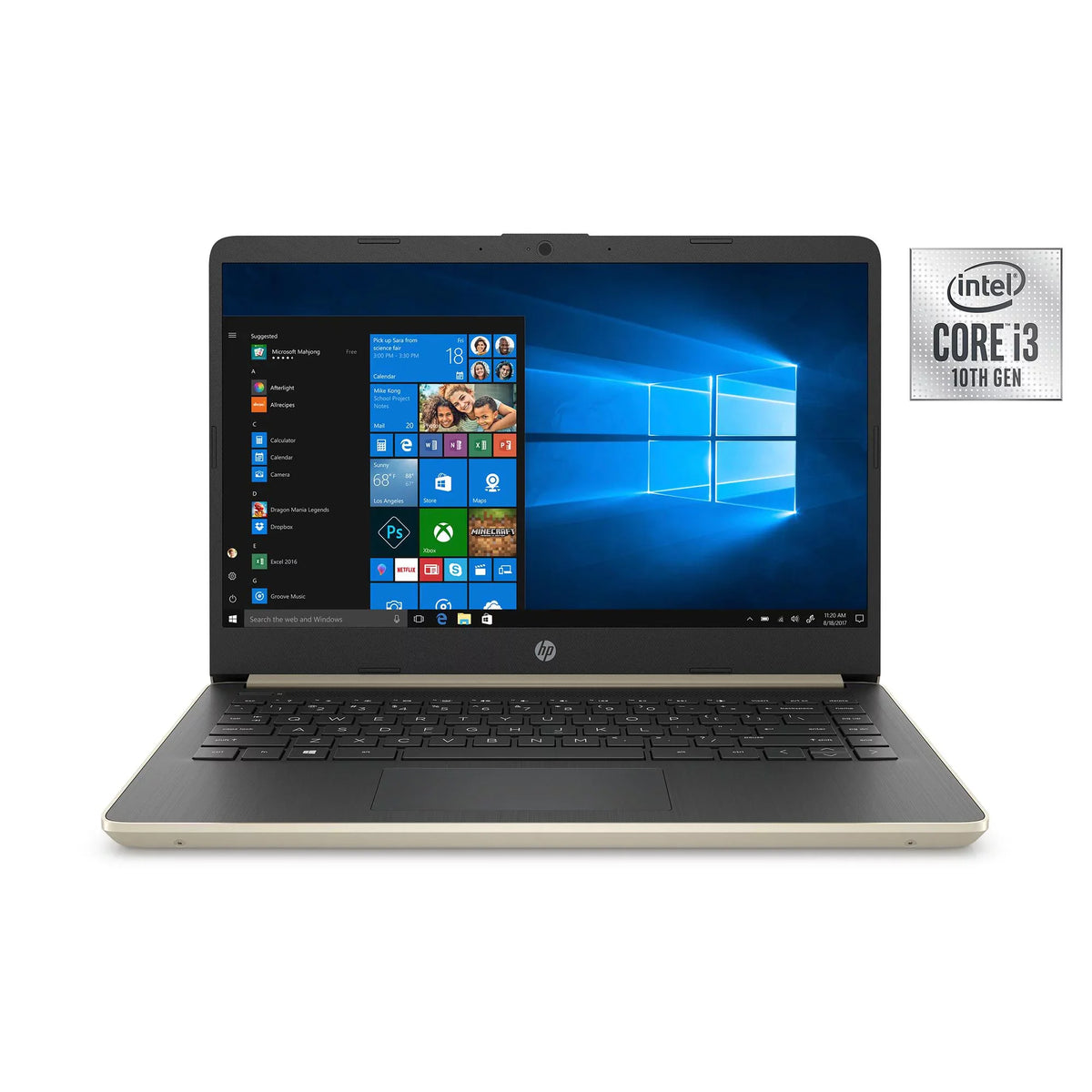 Restored Hp 14" Laptop, Intel Core I3-1005G1, 4Gb Sdram, 128Gb Ssd, Pale Gold, 14-Dq1038Wm (Refurbished)