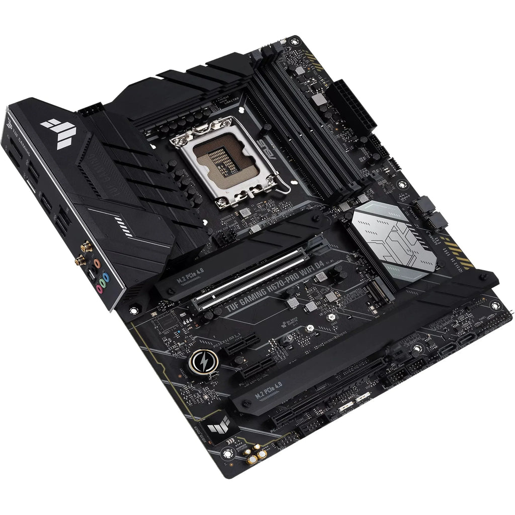 LGA 12th Front WiFi LAN, WIFI TUF 3.2 Gb D4 ATX 5.0, Gen) ASUS H670-PRO (Intel (PCIe 14+1 4xPCIe M.2 1 2.5 6, Gaming 4.0 Slots, 1700 Motherboard DDR4, USB DrMOS, Type-C) GAMING &13th Gen