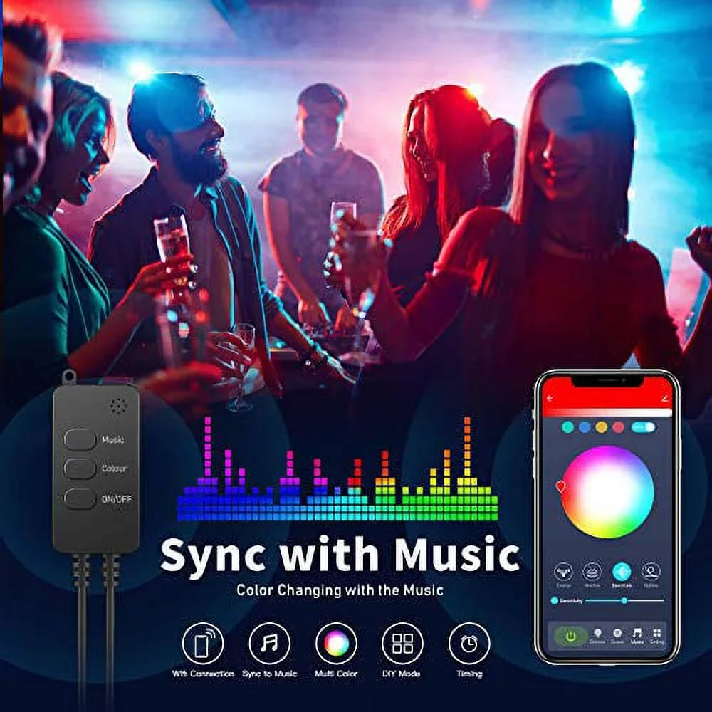 Control, Music Color Innonly Christmas Home 50LEDs Lights, Lights, String APP and Alexa exterior Sync with Changing 16.4ft Rainbow Waterproof Compatible
