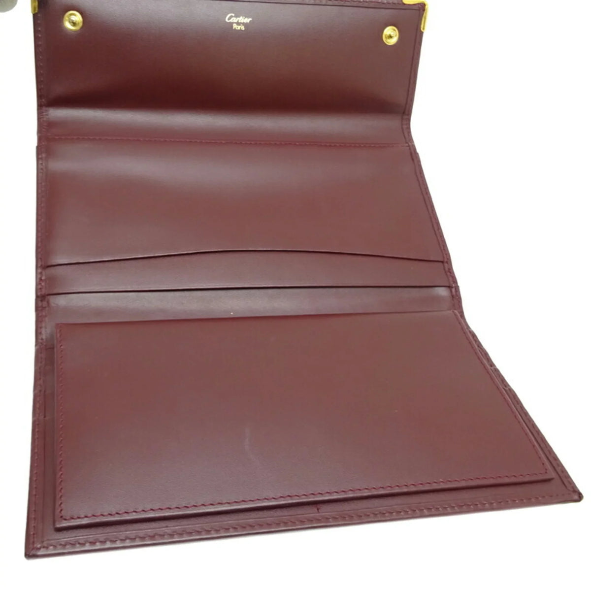 Used Cartier Mastline Long Wallet Women'S Leather Bordeaux (Red) (Good)