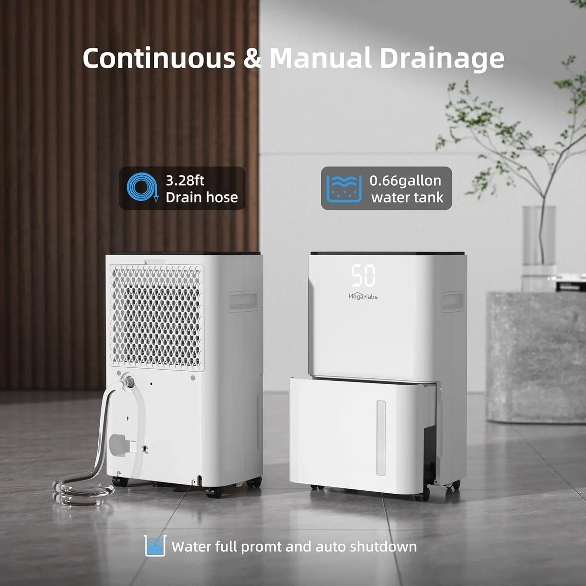 Open Box Hogarlabs 3500 Sq Ft 50 Pint Dehumidifier For Home With Drain Hose Pd11C - White