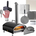 Scraper, 13" Peel, and Pizza Stone, Pizza Dough with Functionality, Construction, Grill Deco Pizza 3-Layer Open 2-in-1 Stainless Steel exterior Chef Pizza Box Oven Oven Grill Slotted (Black) Scoop,