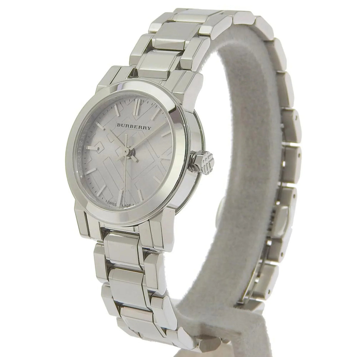 Quartz Silver (Good) Watch Stainless Steel Dial Analog Burberry BU9229 Ladies Display Pre-Owned