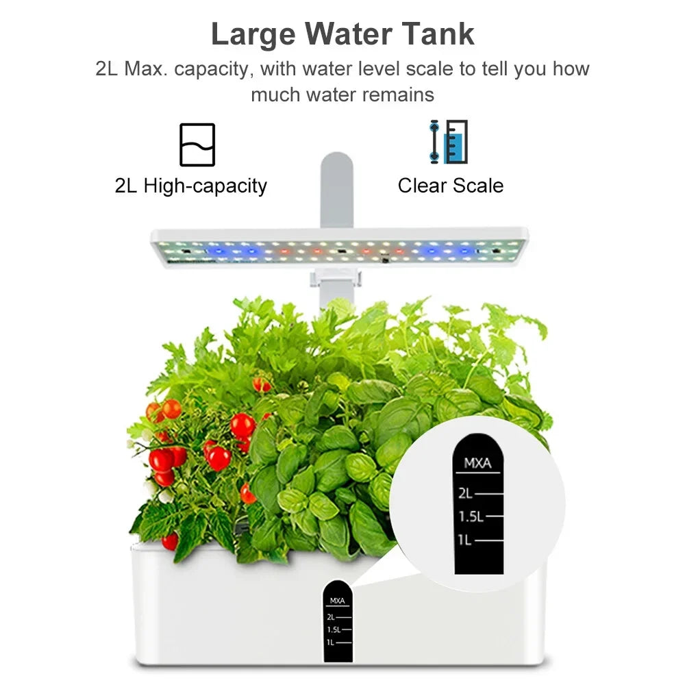 Timing Garden 2L Grow Lights Herb Height Office Leyfeng LED Pump Home Growing Kitchen for with Hydroponics 9 System Indoor liquid Smart Pods liquid 15W Smart Adjustable Automatic Tank Kit