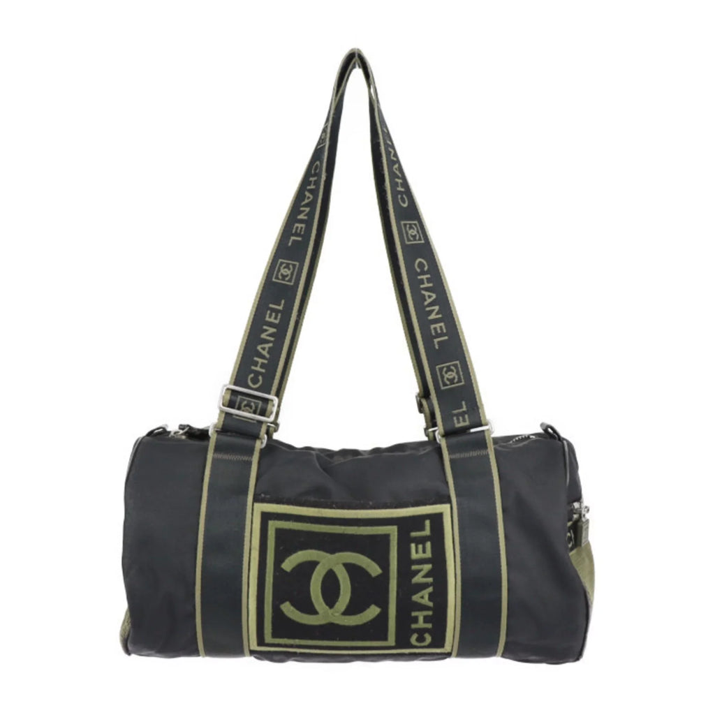 Series Canvas Shoulder Cocomark Black Line 10 Green Sport Cylindrical (Fair) Pre-Owned Nylon Travel Round Khaki Bag Boston