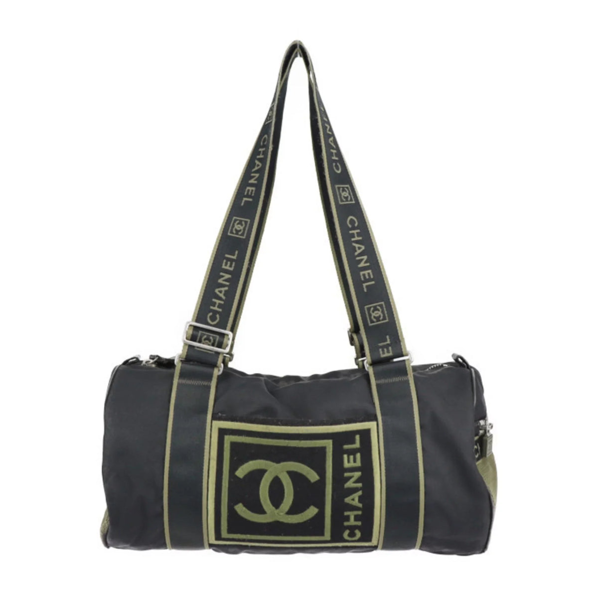 Series Canvas Shoulder Cocomark Black Line 10 Green Sport Cylindrical (Fair) Pre-Owned Nylon Travel Round Khaki Bag Boston