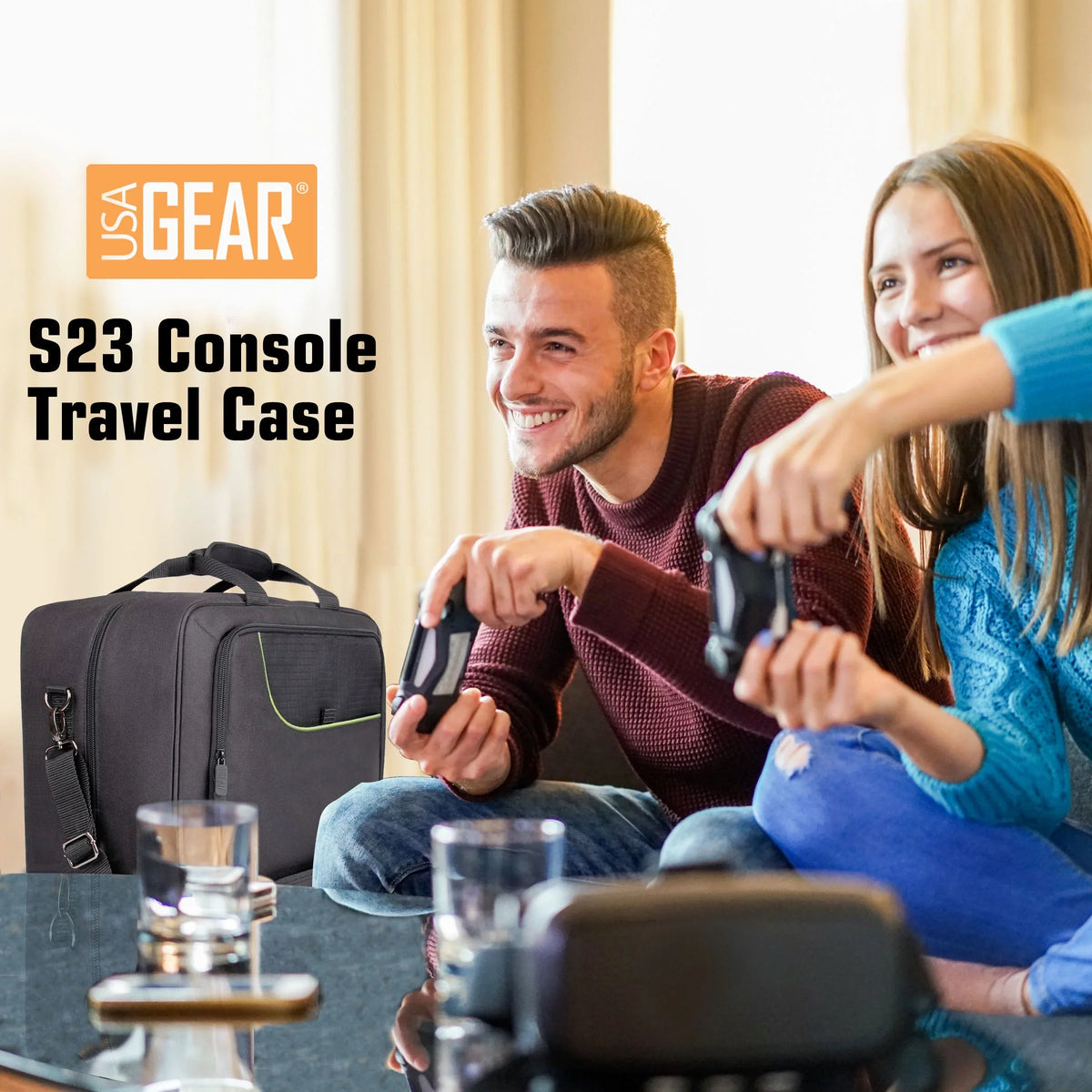 Usa Gear Xbox Series X Carrying Case - Xbox Series X Travel Case Compatible With Xbox Series X Console & Xbox Series S - Customizable Interior For Xbox Controllers & More Gaming Accessories (Green)