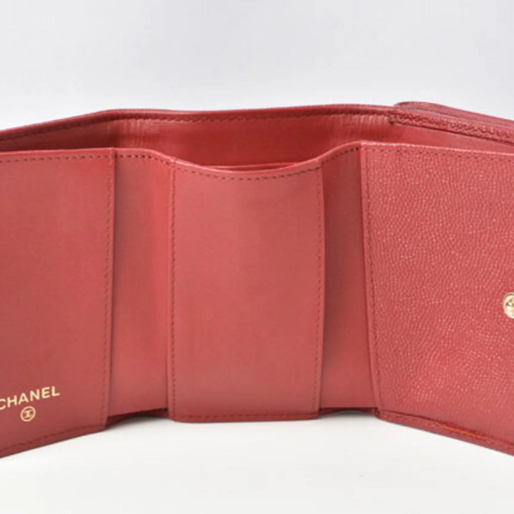 Pre-Loved Chanel Wallet Chanel Here Mark Caviar Skin Dark Red (Like New)