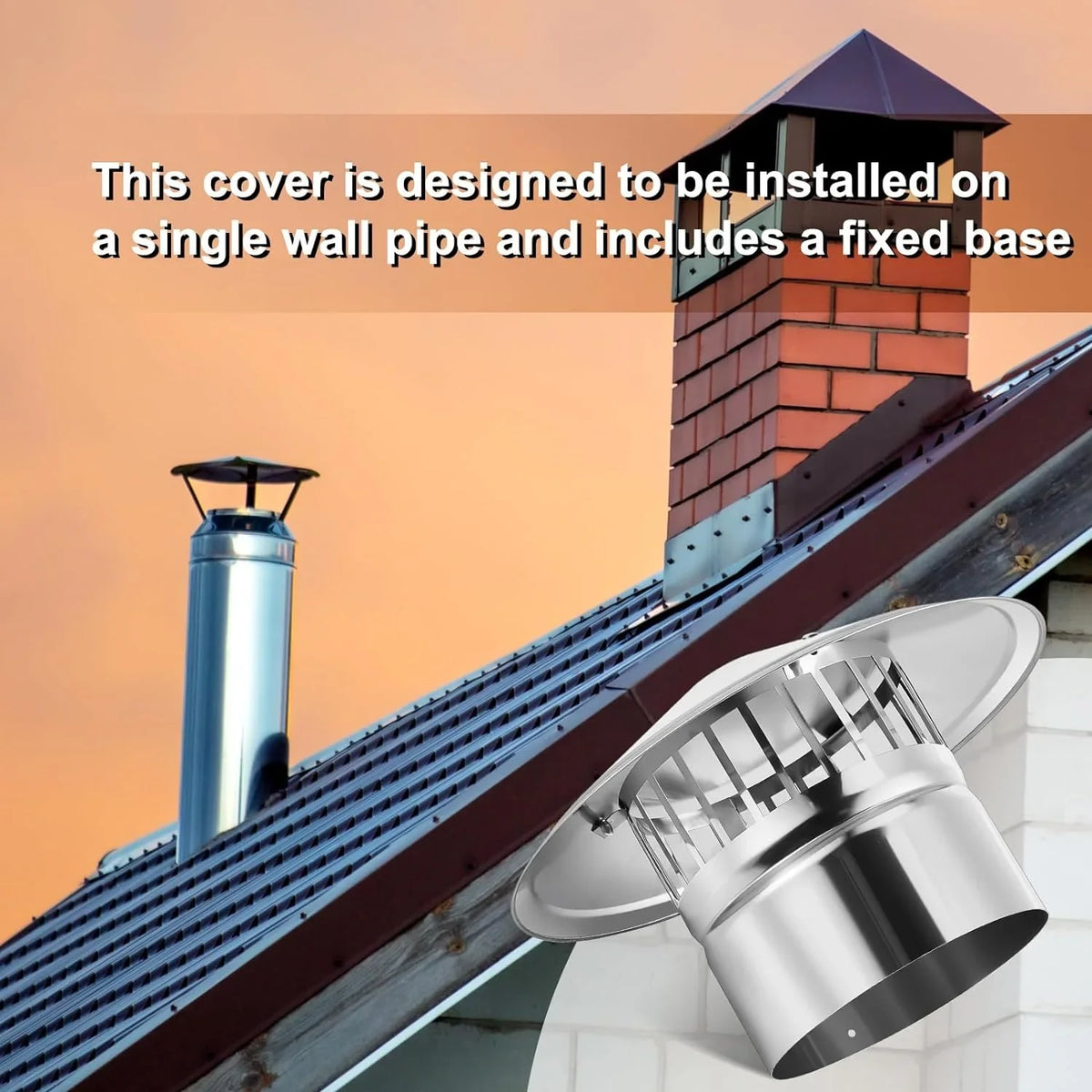 6 Inch Cone Top Chimney Cap Stainless Steel Cone Cap With Screen Chimney Cover Outside Roof Silver Fireplace Screen Cover Exterior Stove Pipe Topper For Vent Flue Family Kitchen Cooking