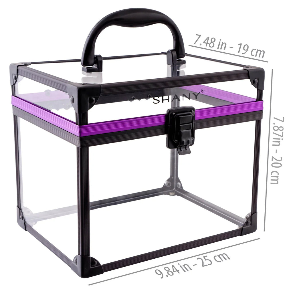 Organizer Case Bag - Large with Train Closure Extra Accents Case Travel and SHANY Makeup - and Toiletry Black/Purple Secure Cosmetics Clear Clear