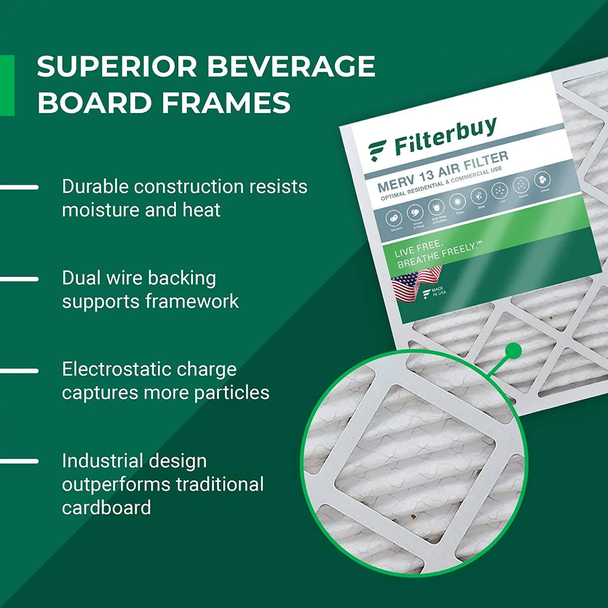 & 19x20x5 13 MERV and AC Furnace Air Pleated Day HVAC Bryant/Carrier Filterbuy (4-Pack) Filters for Night, FILXXFNC0021, Payne