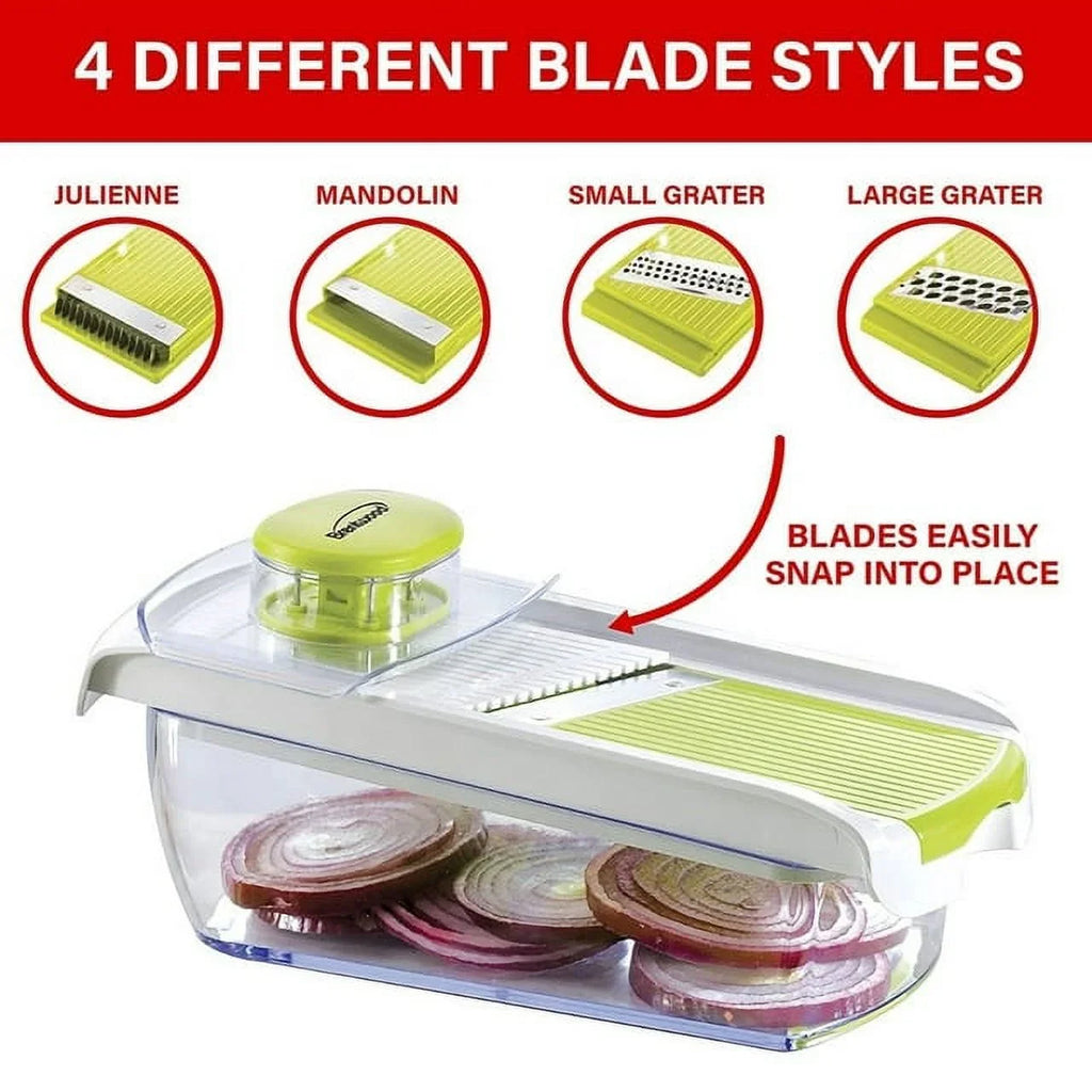 Brentwood Mandolin Slicer With 5-Cup Storage Container And 4-Interchangeable Stainless Steel Blades