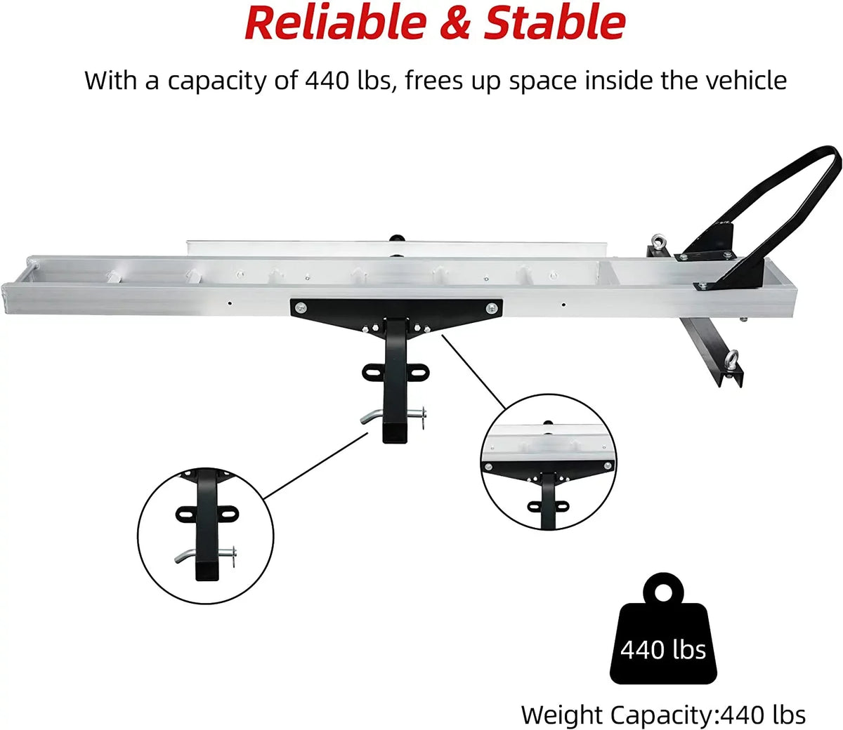 Loading Scooter Aluminum Bike receiver with Hauler Dirt Carrier Carrier Trailer Ramp, Motorcycle Rack 2" Hitch-Mounted Motorcycle Hitch