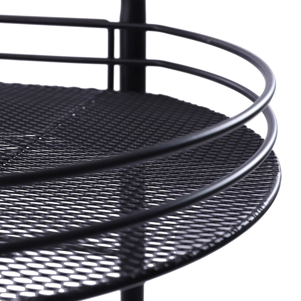 Rolling Cart, Organizer Storage Basket Carts Utility 4 Wheels, Cart, Trolley Metal Tier Art with Storage Black Kitchen