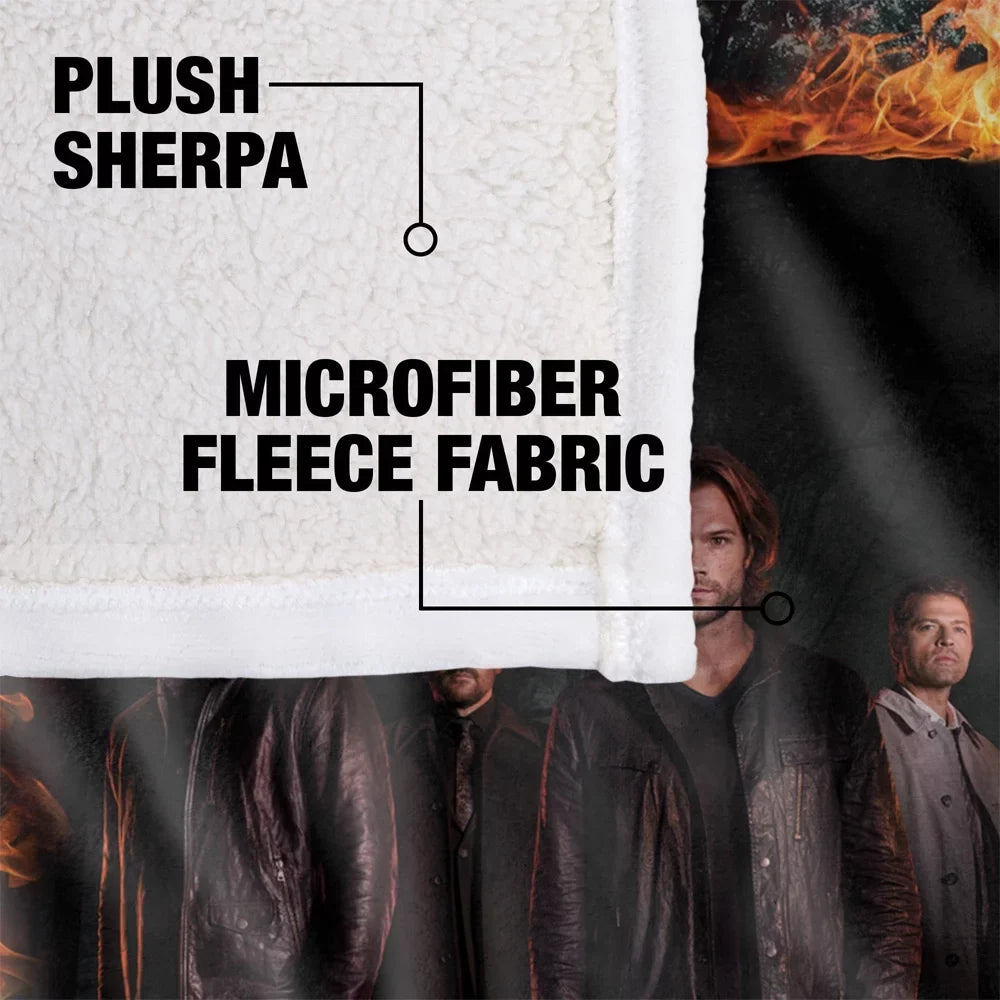 Logovision Supernatural Blanket, 50*60Inch, Fire Frame Silky Touch Sherpa Back Super Soft Throw Blanket