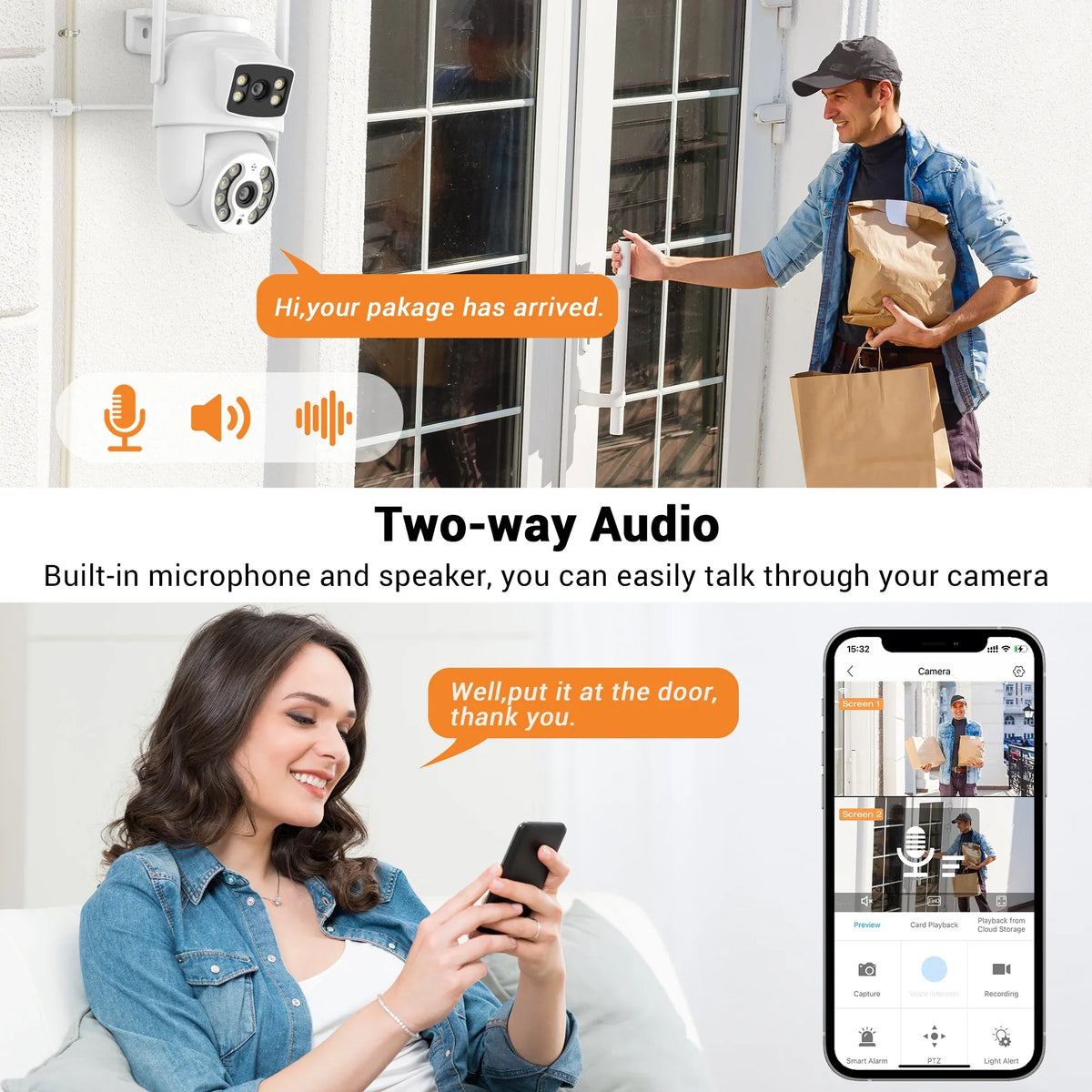 Lens Audio Linkage, TOPVISION 50M Lens Color Smart Camera Night Human IP66 6MP exterior Dual Camera PTZ Dual 2.4GHz Tracking Security exterior, Waterproof Detection, WiFi Two-Way with Vision Auto