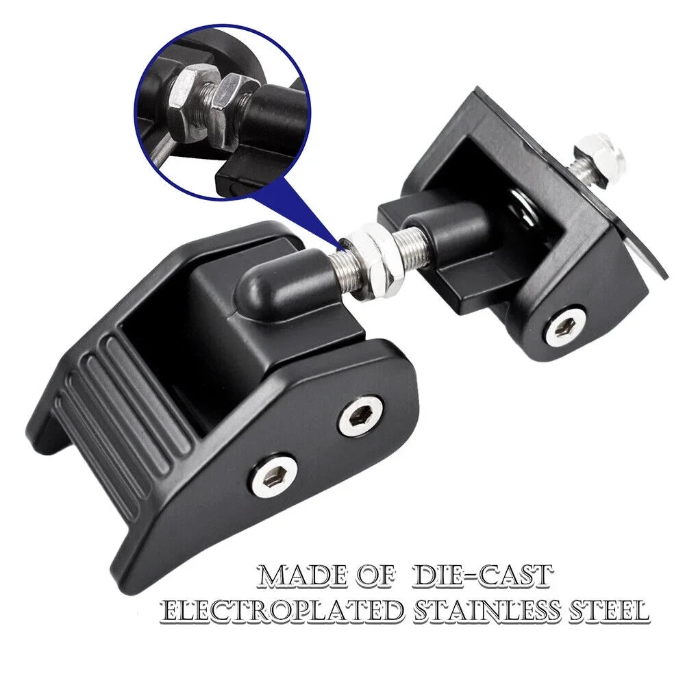 Jahy2Tech Jeep 2 Latch Catch Protection Black Front Hood - of Wrangler Increased Set Lock 07-18 JK for Vehicle