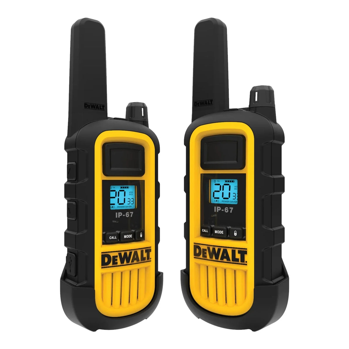 and DXFRS800B, Yellow DXFRS800-BCH6B Walkie-Talkie Black, Business 6 Bundle, DEWALT FRS Heavy-Duty Pack, 2-Watt