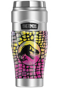 Jurassic Steel Scales Double THERMOS 16oz Travel insulated Tumbler, Neon Cmyk World Vacuum & KING Wall, STAINLESS Stainless