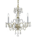 Crystal Three Bulb Mini Chandelier In Classic Style 16 Inches Wide By 18 Inches High-Swarovski Spectra Crystal Type-Polished Brass Finish Bailey